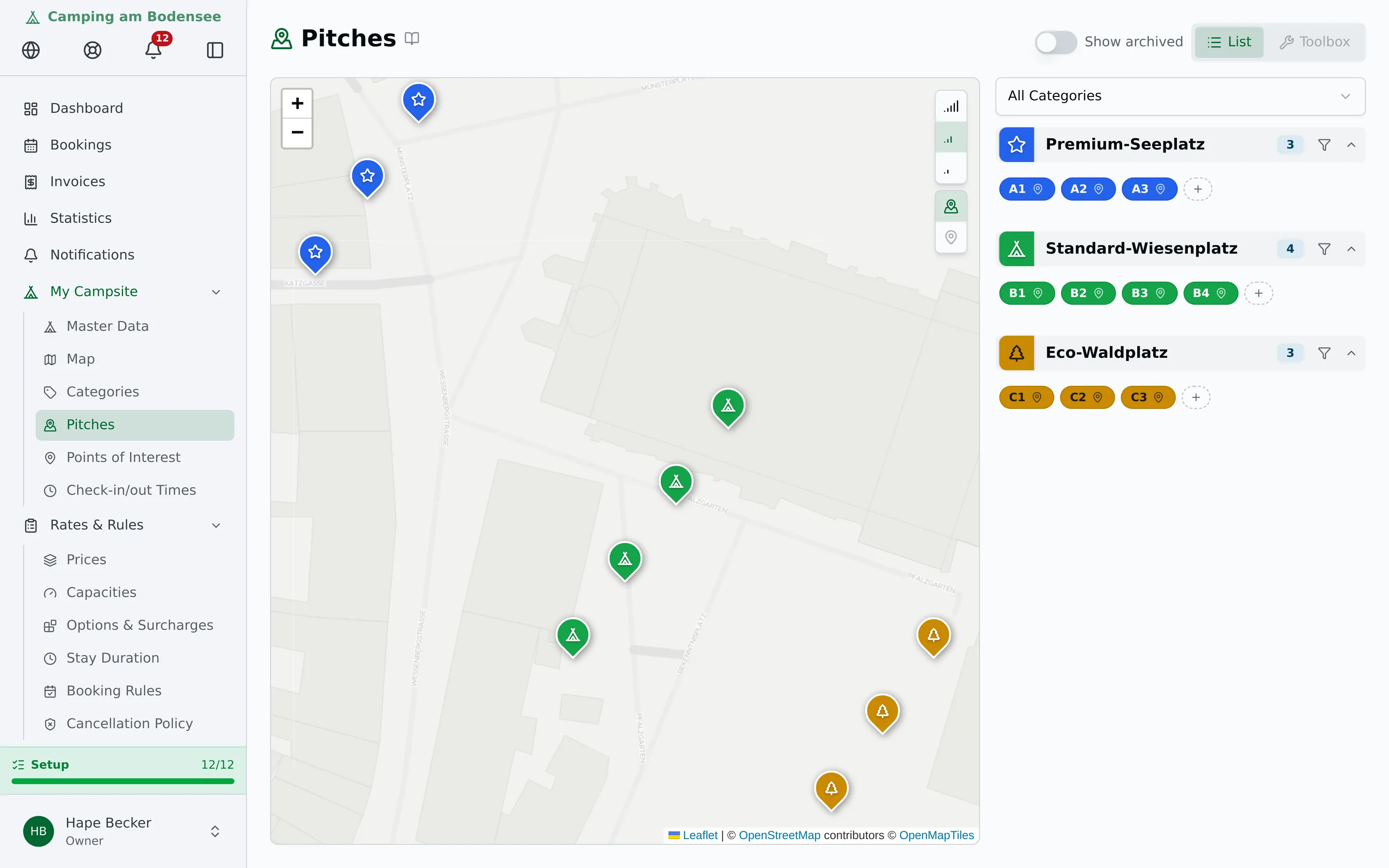 Pitch map showing occupancy